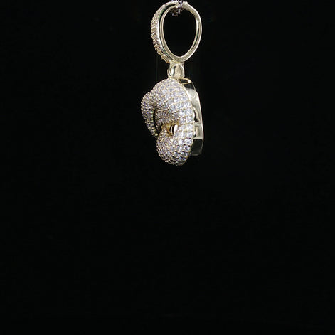 Men's Iced Out Biting Lips Pendant - 2.16 CTW Moissanite, 925 Sterling Silver - White or Gold
