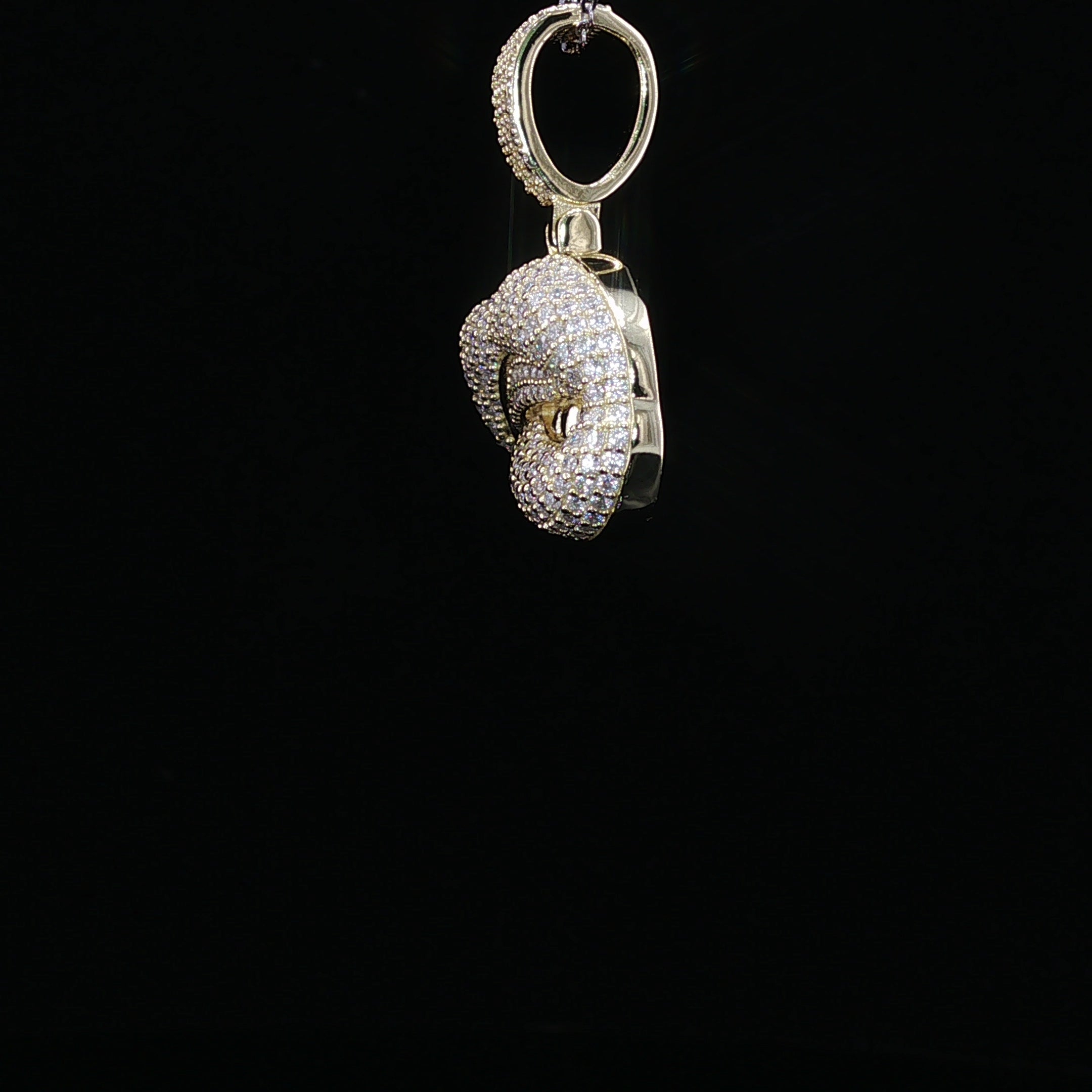 Men's Iced Out Biting Lips Pendant - 2.16 CTW Moissanite, 925 Sterling Silver - White or Gold