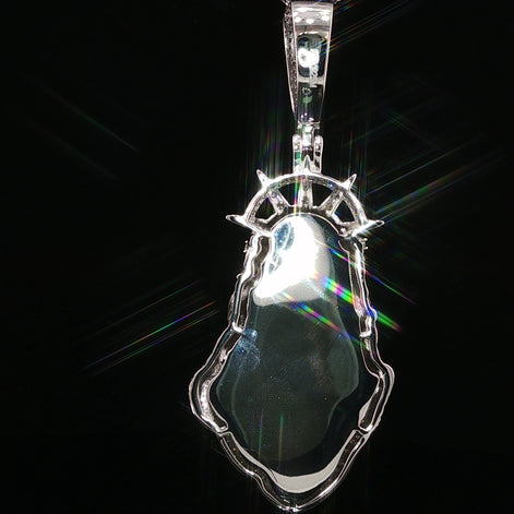 Iced Jesus Piece Pendant — 925 Sterling Silver, 2.15 CTW Moissanite | Crown of Thorns Halo, White or Gold 45mm