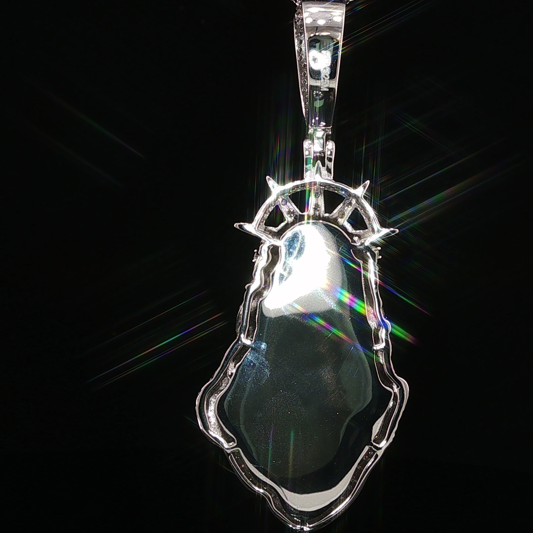 Iced Jesus Piece Pendant — 925 Sterling Silver, 2.15 CTW Moissanite | Crown of Thorns Halo, White or Gold 45mm