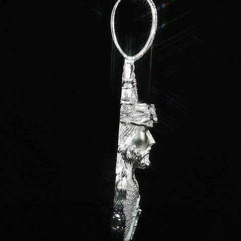 Iced Jesus Piece Pendant — 925 Sterling Silver, 2.15 CTW Moissanite | Crown of Thorns Halo, White or Gold 45mm