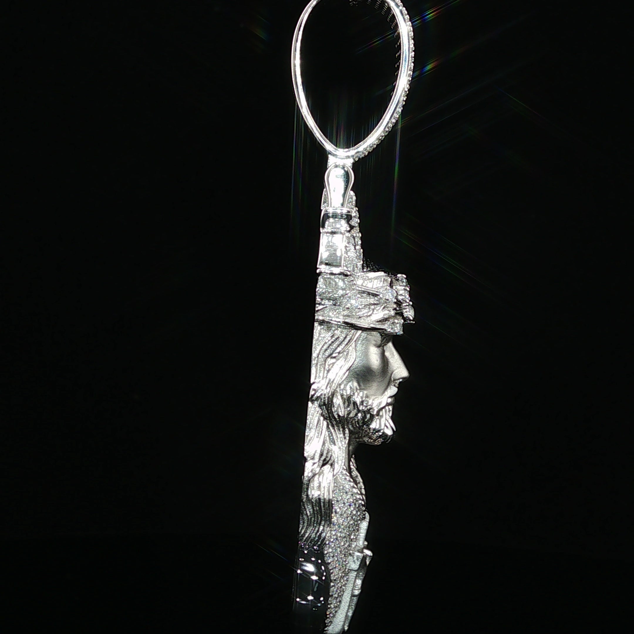 Iced Jesus Piece Pendant — 925 Sterling Silver, 2.15 CTW Moissanite | Crown of Thorns Halo, White or Gold 45mm