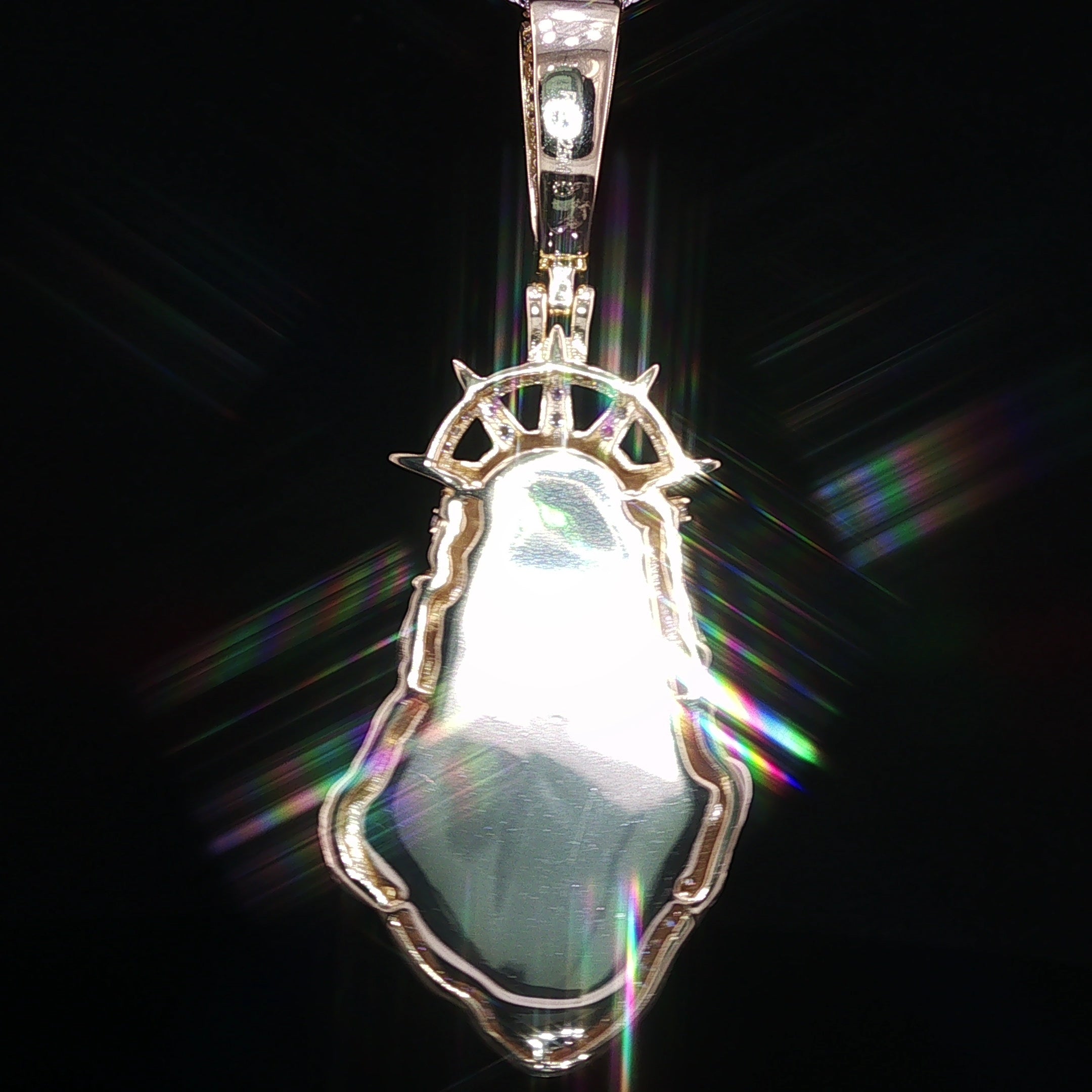 Iced Jesus Piece Pendant — 925 Sterling Silver, 2.15 CTW Moissanite | Crown of Thorns Halo, White or Gold 45mm