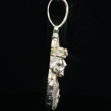 Iced Jesus Piece Pendant — 925 Sterling Silver, 2.15 CTW Moissanite | Crown of Thorns Halo, White or Gold 45mm