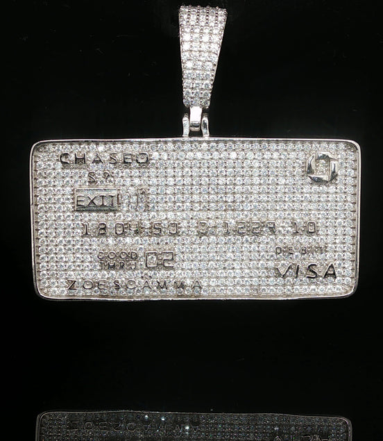 Men's Iced Out "Credit Card" Statement Pendant – 925 Sterling Silver | Fully Flooded VVS Moissanite