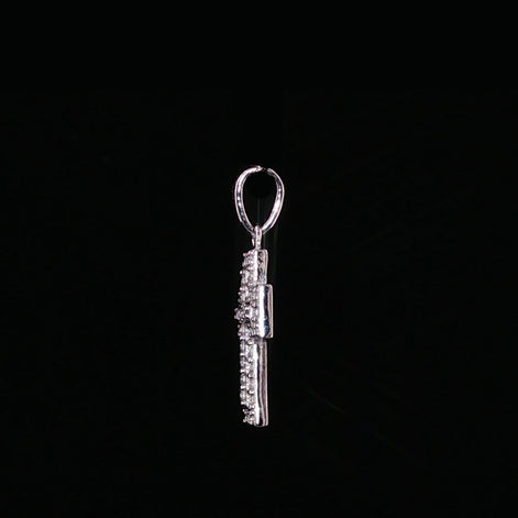 Iced Out Cross Pendant | 925 Sterling Silver | 0.34Ctw Moissanite | Flat Pavé Charm