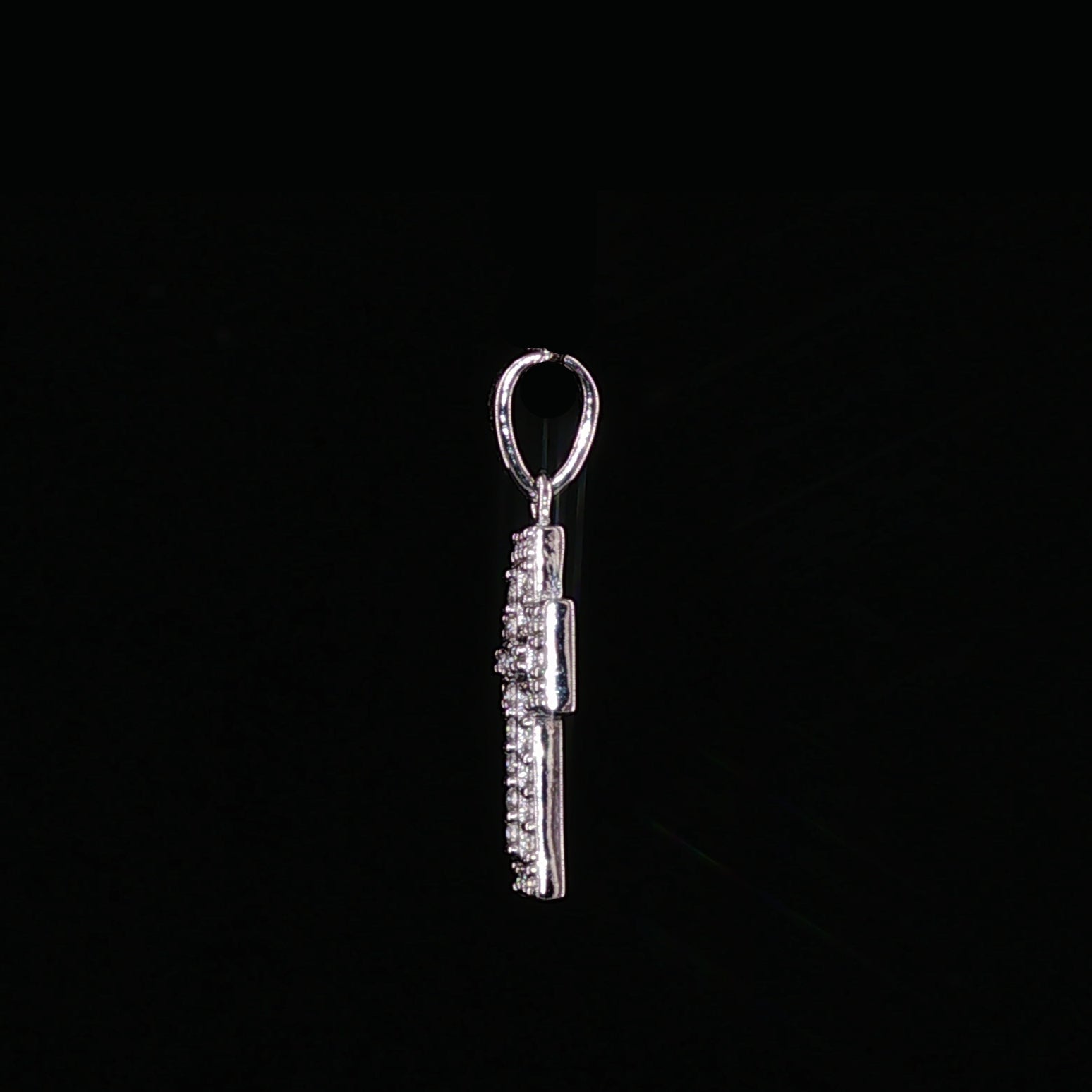 Iced Out Cross Pendant | 925 Sterling Silver | 0.34Ctw Moissanite | Flat Pavé Charm
