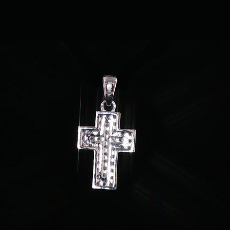 Iced Out Cross Pendant | 925 Sterling Silver | 0.34Ctw Moissanite | Flat Pavé Charm