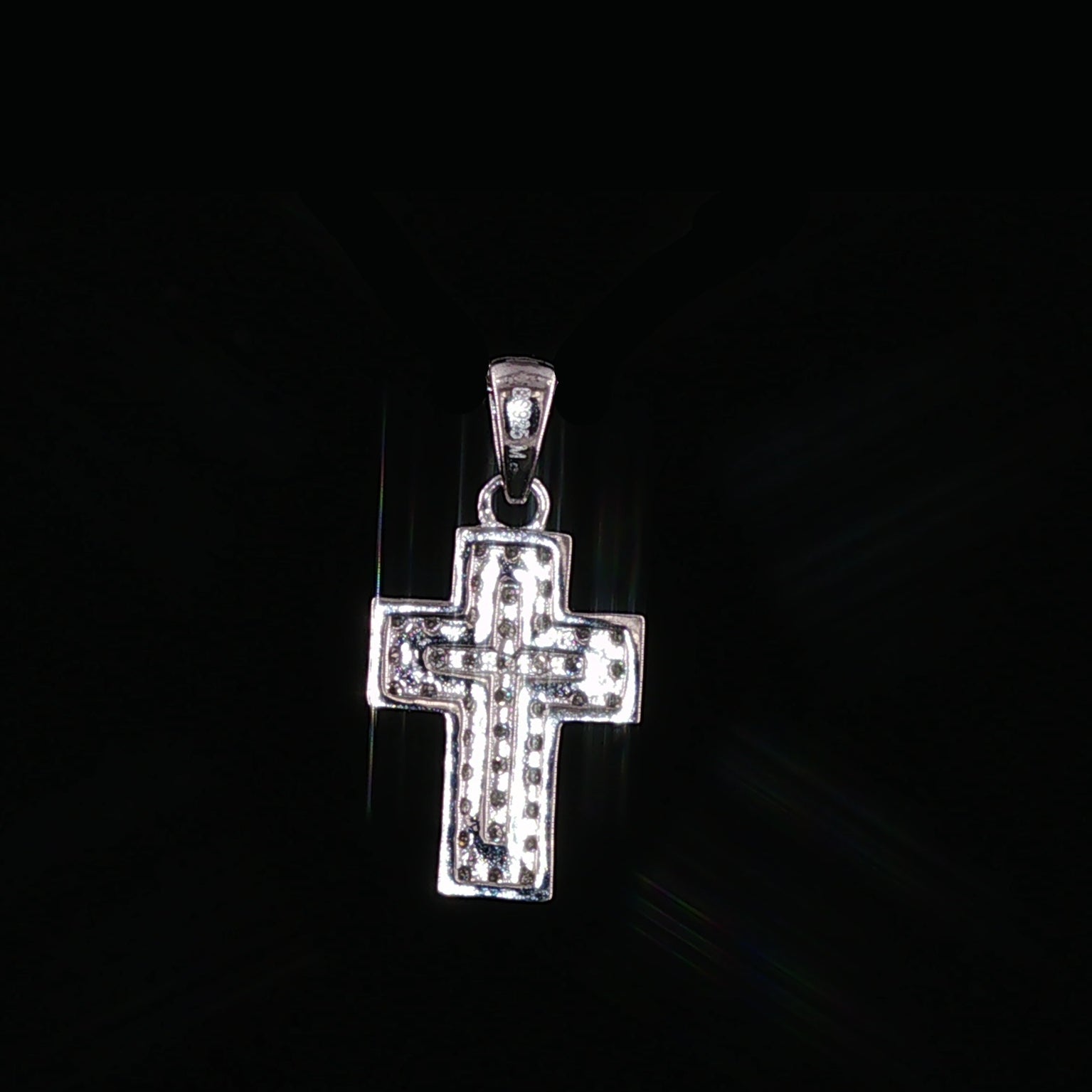 Iced Out Cross Pendant | 925 Sterling Silver | 0.34Ctw Moissanite | Flat Pavé Charm
