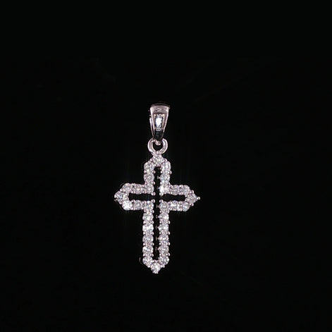 Open Cross Pendant | 925 Sterling Silver | 0.6Ctw Prong-Set Moissanite | Dainty Charm