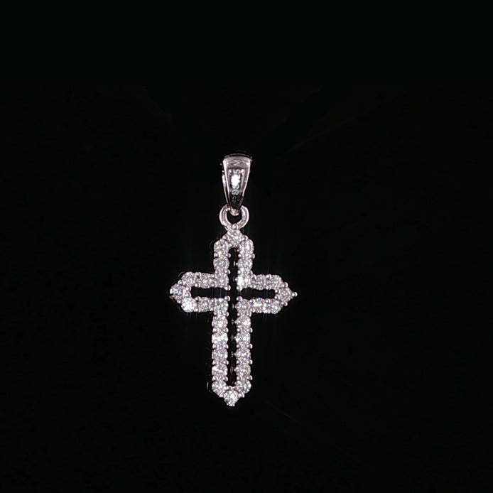 Open Cross Pendant | 925 Sterling Silver | 0.6Ctw Prong-Set Moissanite | Dainty Charm