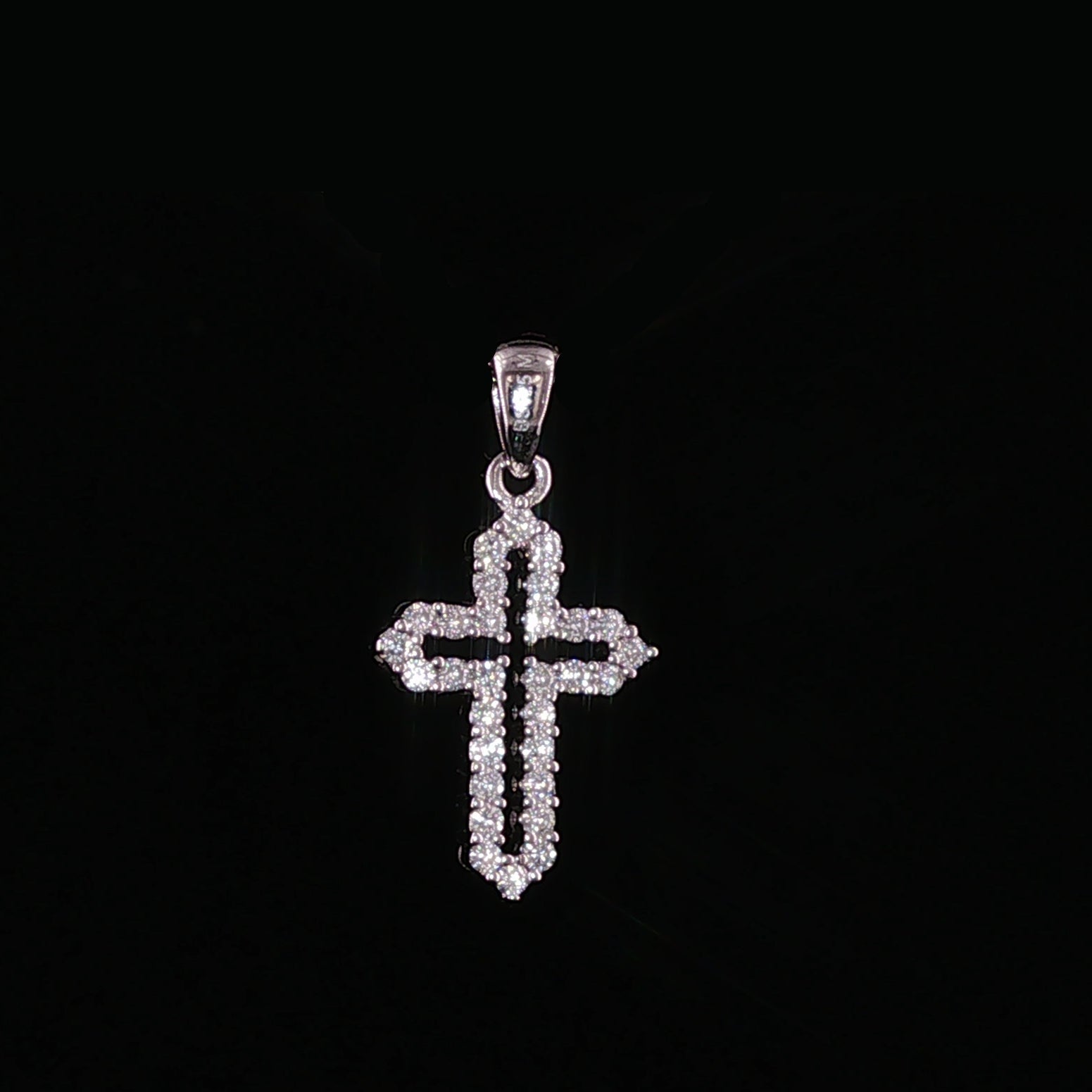 Open Cross Pendant | 925 Sterling Silver | 0.6Ctw Prong-Set Moissanite | Dainty Charm