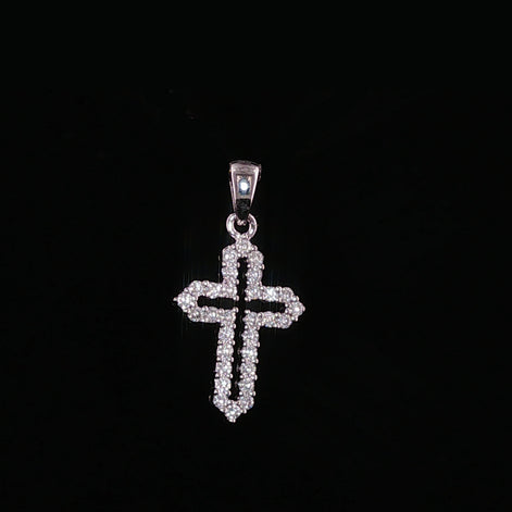Open Cross Pendant | 925 Sterling Silver | 0.6Ctw Prong-Set Moissanite | Dainty Charm