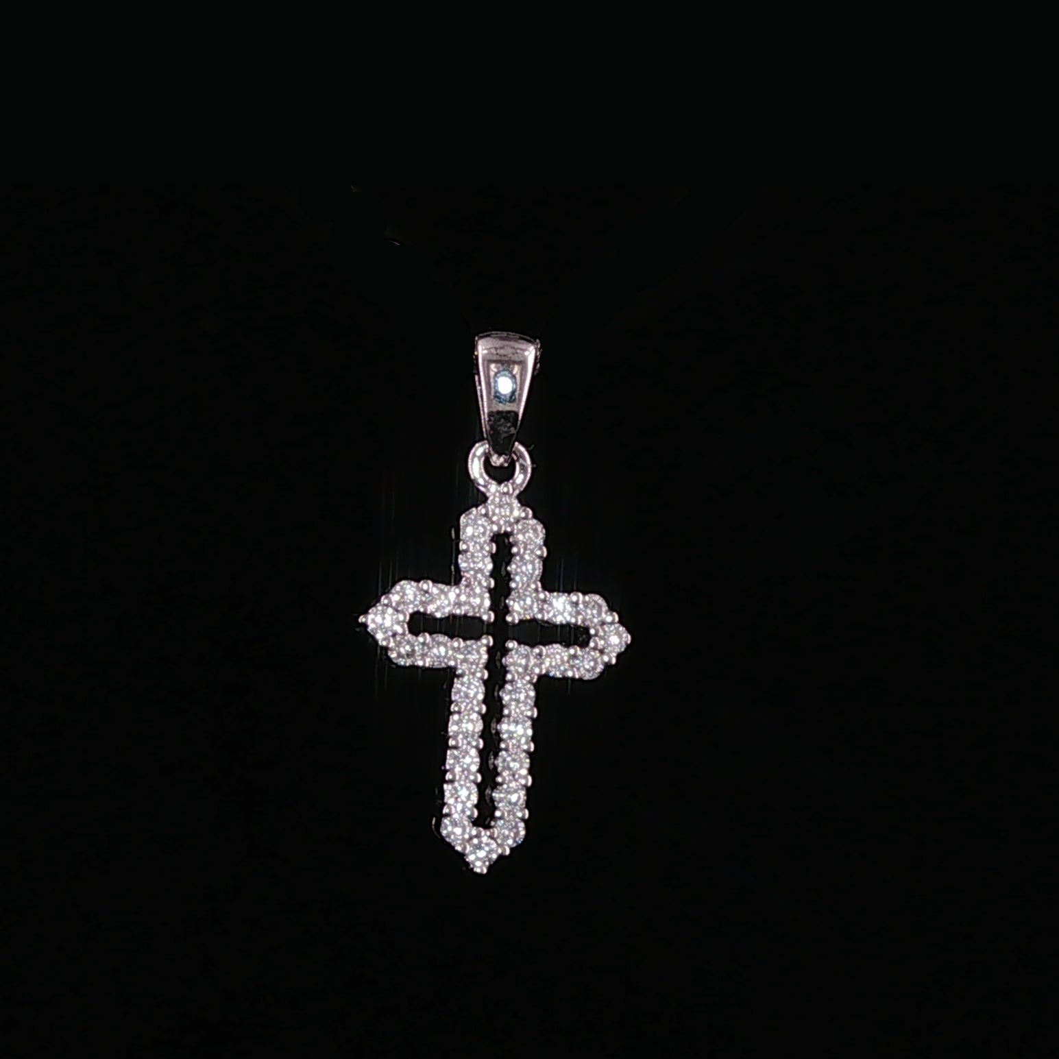 Open Cross Pendant | 925 Sterling Silver | 0.6Ctw Prong-Set Moissanite | Dainty Charm
