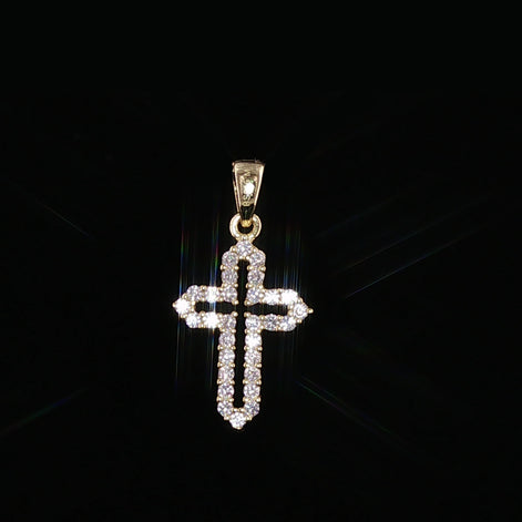 Open Cross Pendant | 925 Sterling Silver | 0.6Ctw Prong-Set Moissanite | Dainty Charm