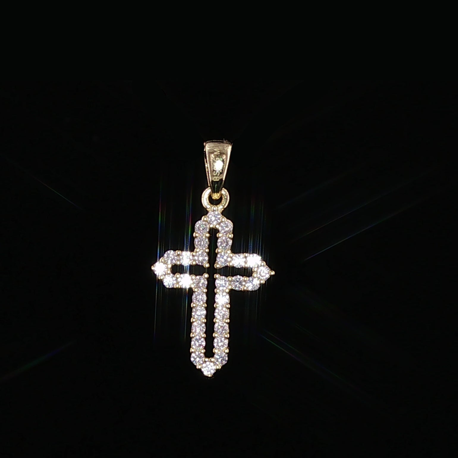 Open Cross Pendant | 925 Sterling Silver | 0.6Ctw Prong-Set Moissanite | Dainty Charm