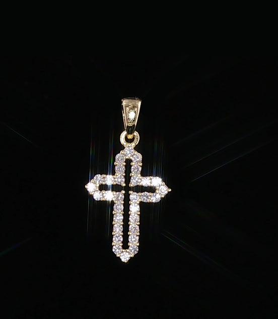Open Cross Pendant | 925 Sterling Silver | 0.6Ctw Prong-Set Moissanite | Dainty Charm