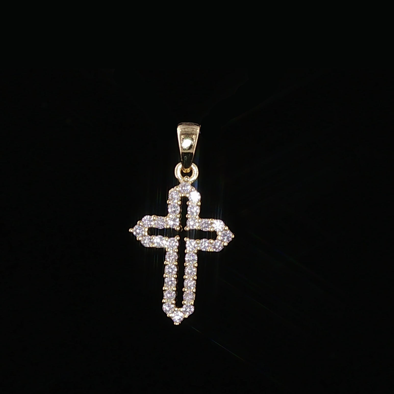Open Cross Pendant | 925 Sterling Silver | 0.6Ctw Prong-Set Moissanite | Dainty Charm