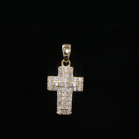 Iced Out Cross Pendant | 925 Sterling Silver | 0.34Ctw Moissanite | Flat Pavé Charm