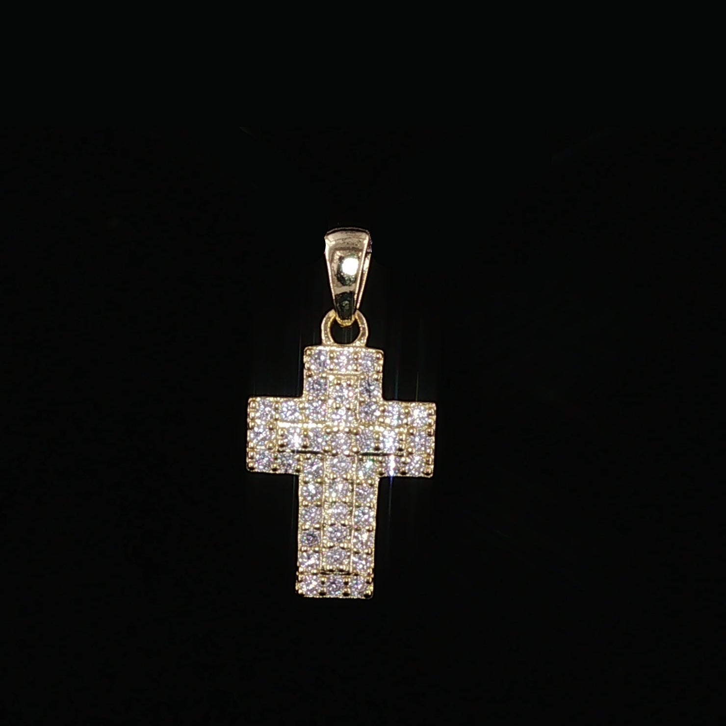 Iced Out Cross Pendant | 925 Sterling Silver | 0.34Ctw Moissanite | Flat Pavé Charm