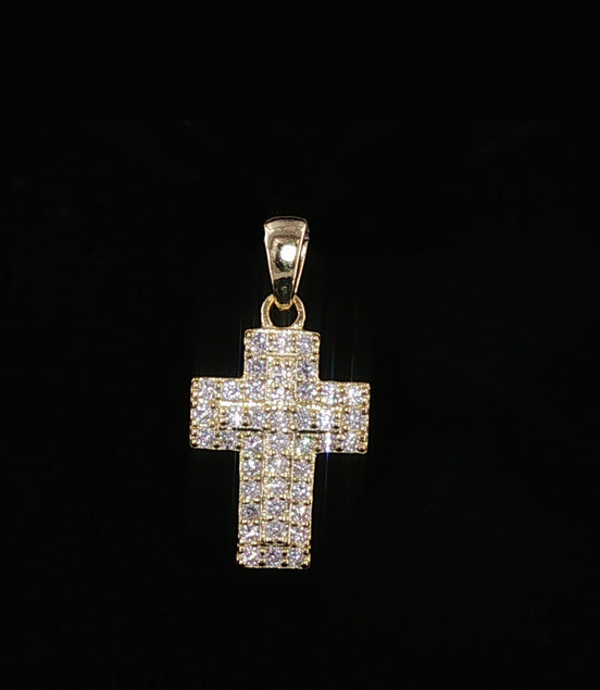 Iced Out Cross Pendant | 925 Sterling Silver | 0.34Ctw Moissanite | Flat Pavé Charm