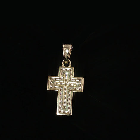 Iced Out Cross Pendant | 925 Sterling Silver | 0.34Ctw Moissanite | Flat Pavé Charm