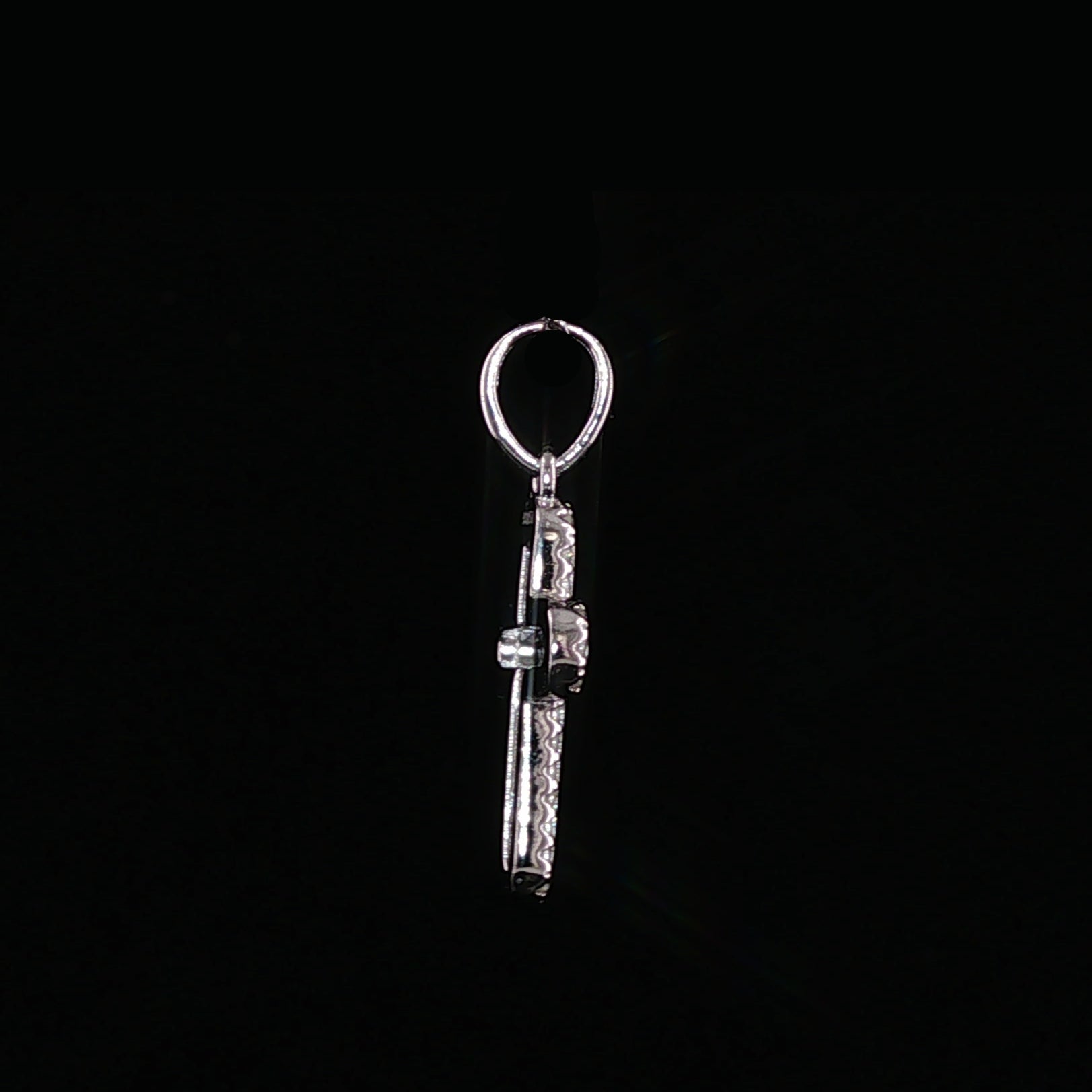 Cross Pendant | 925 Sterling Silver | 0.2Ctw Moissanite Border | High-Polish Center | 6.6mm