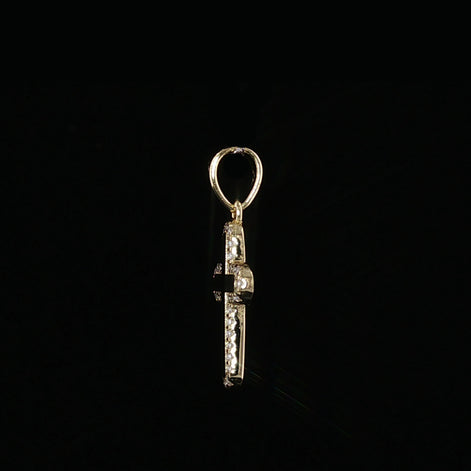 Cross Pendant | 925 Sterling Silver | 0.2Ctw Moissanite Border | High-Polish Center | 6.6mm