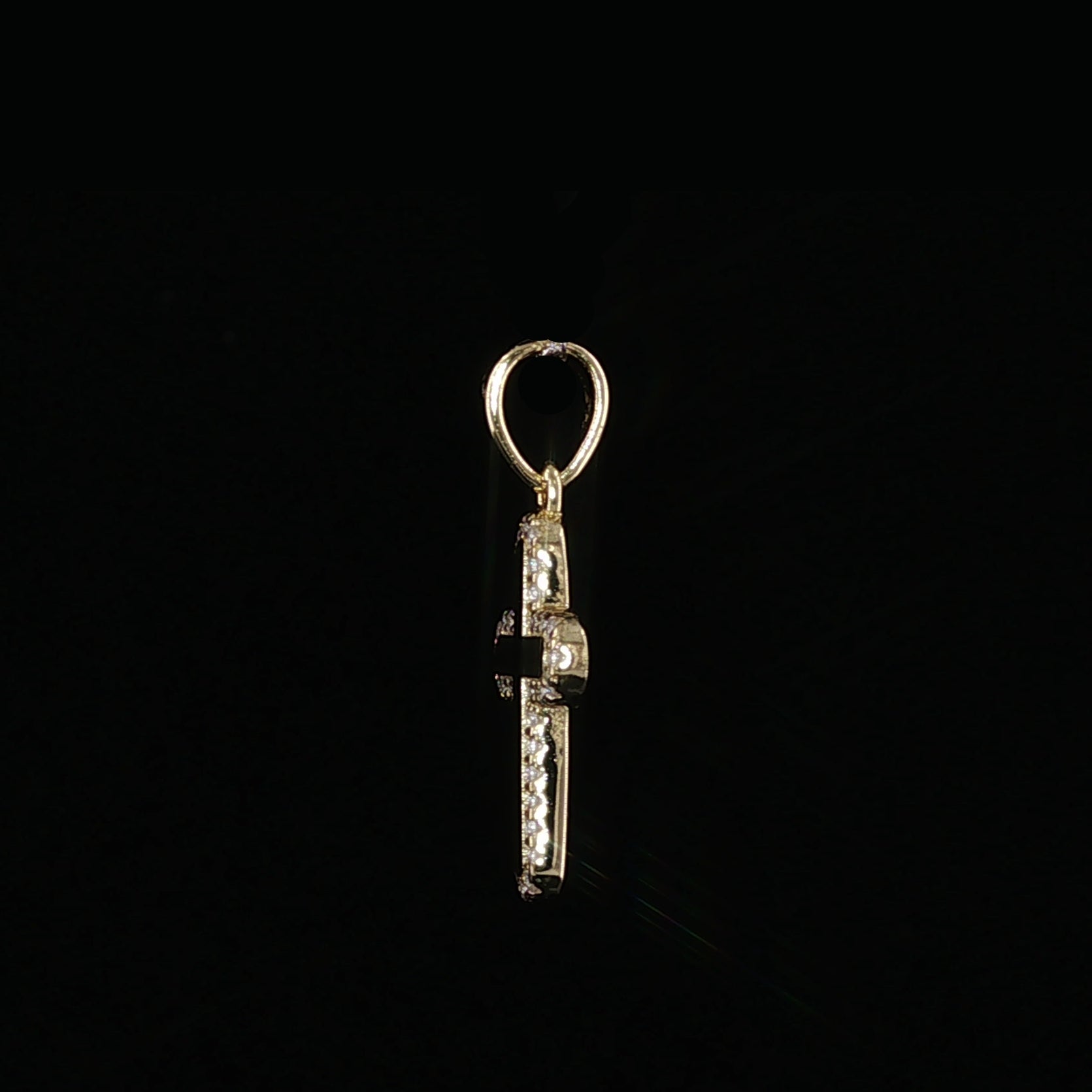 Cross Pendant | 925 Sterling Silver | 0.2Ctw Moissanite Border | High-Polish Center | 6.6mm