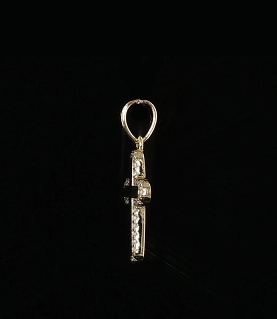 Cross Pendant | 925 Sterling Silver | 0.2Ctw Moissanite Border | High-Polish Center | 6.6mm
