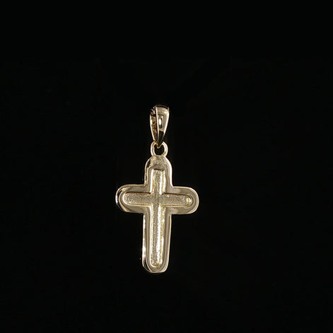 Cross Pendant | 925 Sterling Silver | 0.2Ctw Moissanite Border | High-Polish Center | 6.6mm
