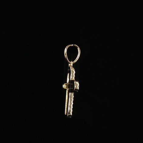 Cross Pendant | 925 Sterling Silver | 0.2Ctw Moissanite Border | High-Polish Center | 6.6mm