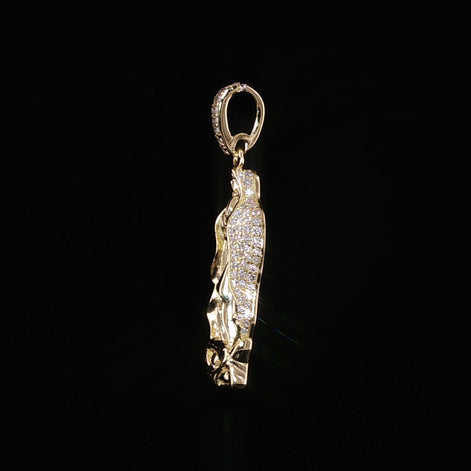Virgin Mary Pendant | Our Lady of Guadalupe | 925 Sterling Silver | 0.6Ctw Moissanite | 30mm