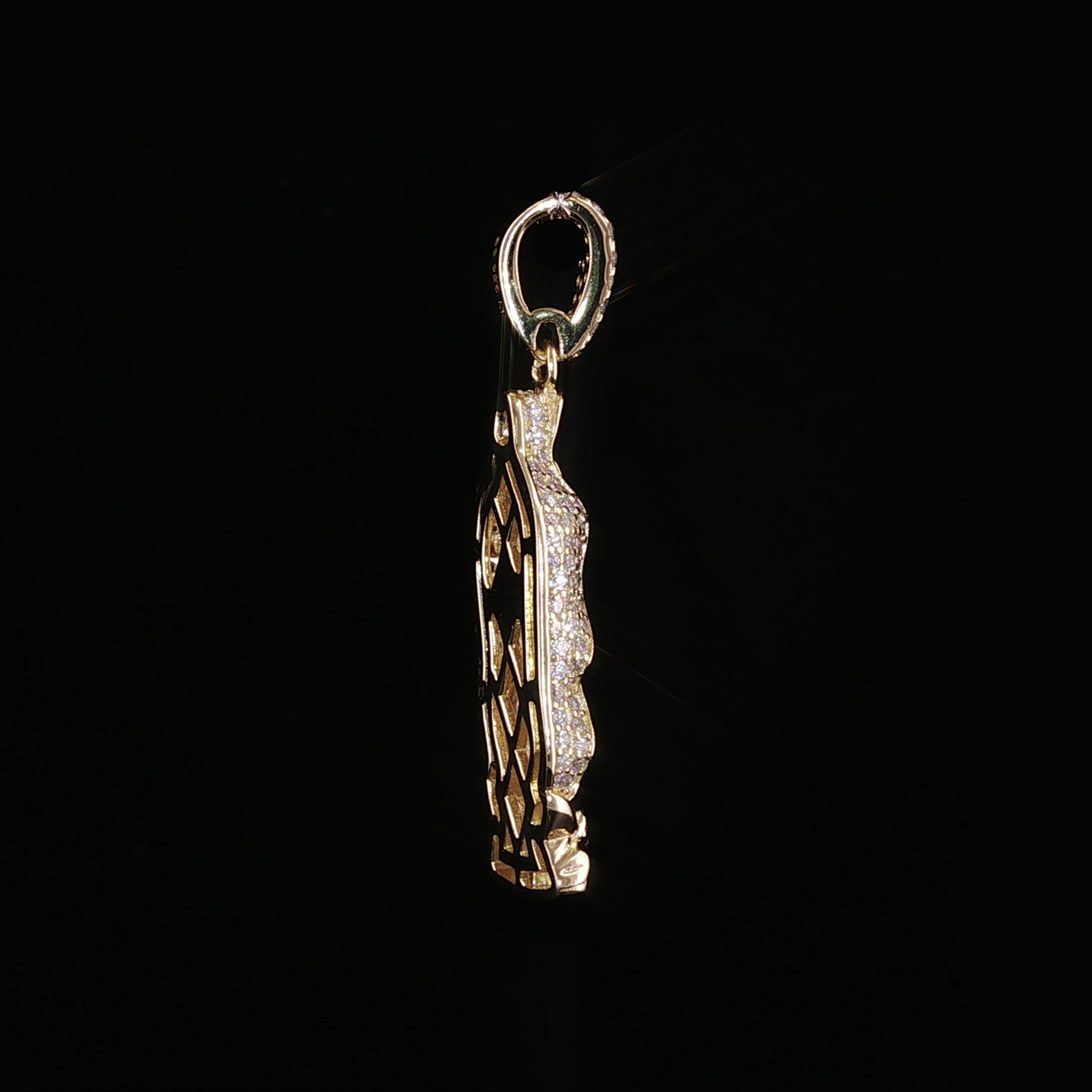 Virgin Mary Pendant | Our Lady of Guadalupe | 925 Sterling Silver | 0.6Ctw Moissanite | 30mm