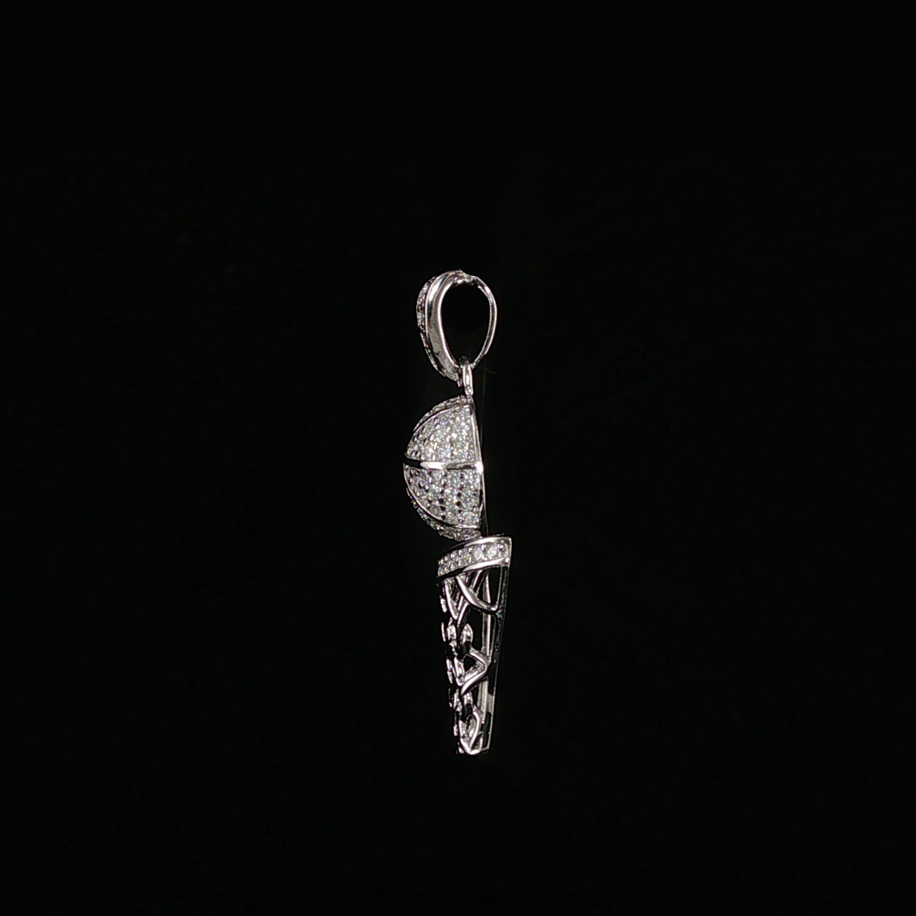 Basketball Hoop Pendant | 925 Sterling Silver | 0.3Ctw Moissanite | Sports Charm | 20mm