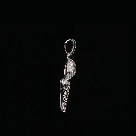 Basketball Hoop Pendant | 925 Sterling Silver | 0.3Ctw Moissanite | Sports Charm | 20mm