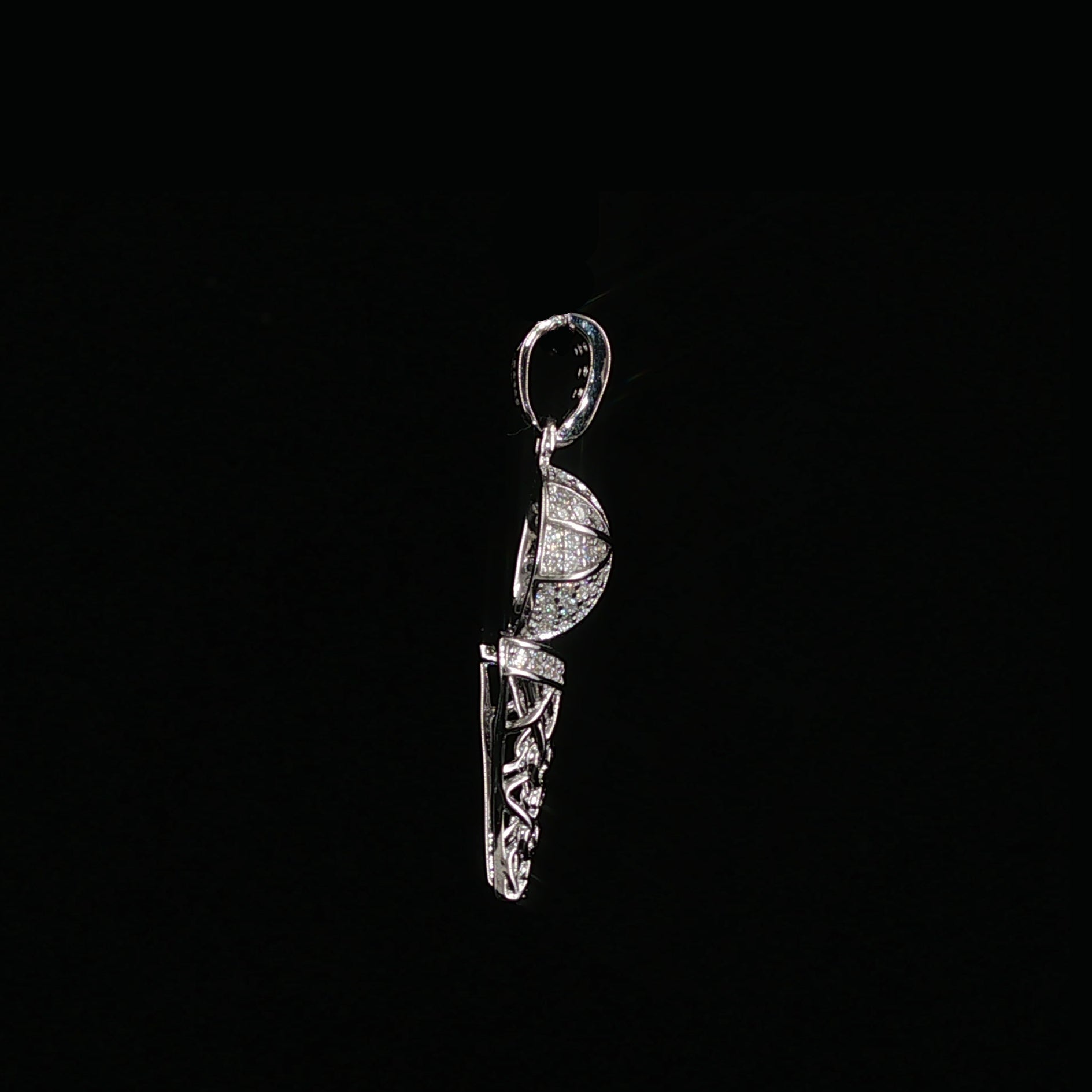 Basketball Hoop Pendant | 925 Sterling Silver | 0.3Ctw Moissanite | Sports Charm | 20mm