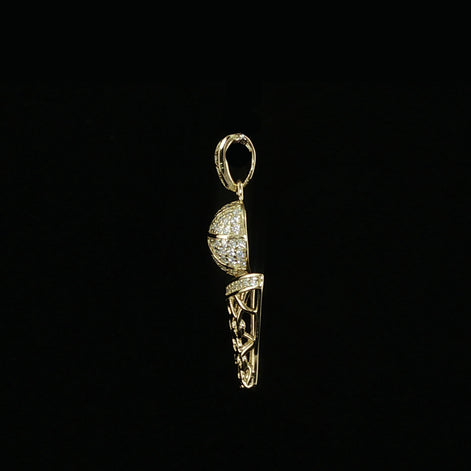 Basketball Hoop Pendant | 925 Sterling Silver | 0.3Ctw Moissanite | Sports Charm | 20mm