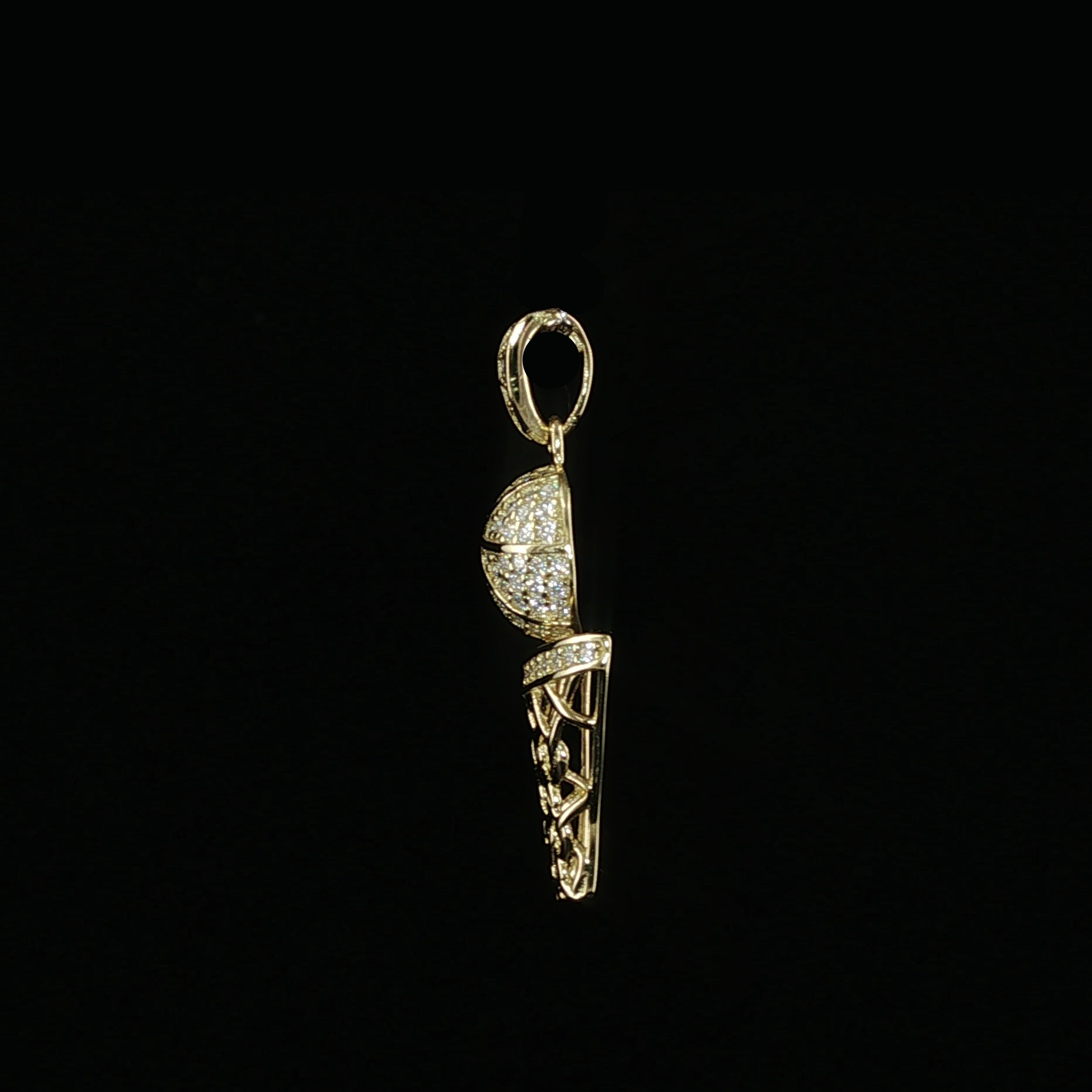 Basketball Hoop Pendant | 925 Sterling Silver | 0.3Ctw Moissanite | Sports Charm | 20mm