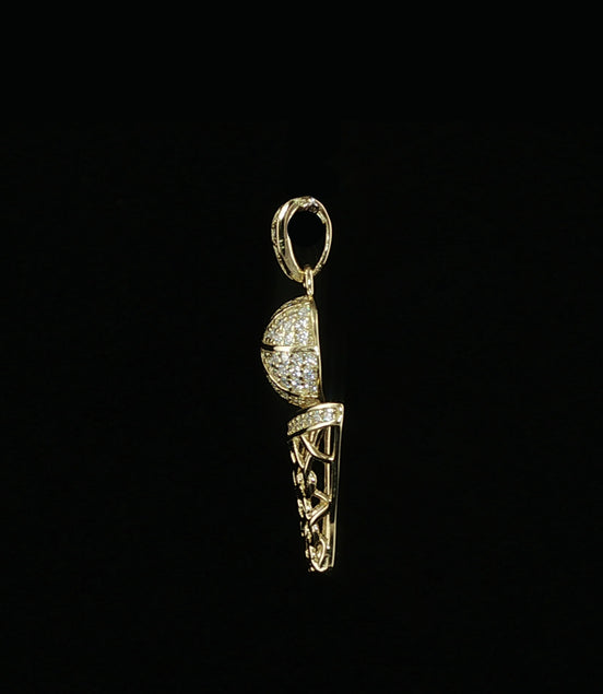 Basketball Hoop Pendant | 925 Sterling Silver | 0.3Ctw Moissanite | Sports Charm | 20mm
