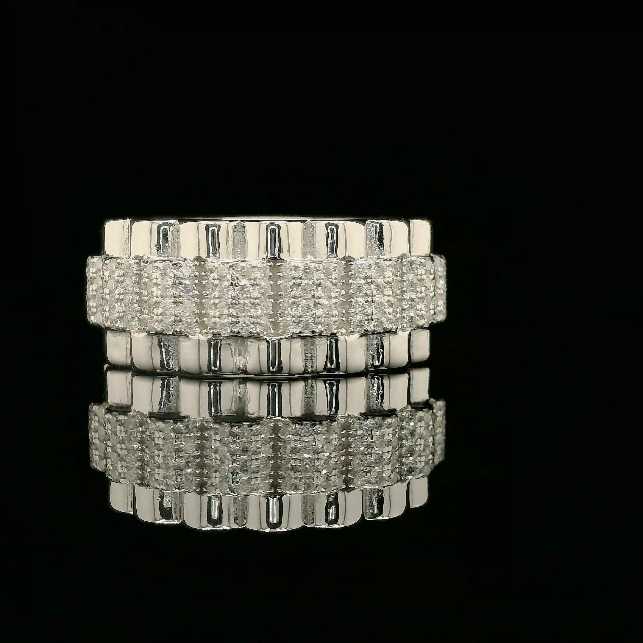 Iced Out Multi-Band Ring with Fluted Edges | 1.5ct | 10mm | VVS