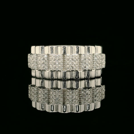 Iced Out Multi-Band Ring with Fluted Edges | 1.5ct | 10mm | VVS