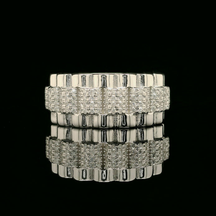 Iced Out Multi-Band Ring with Fluted Edges | 1.5ct | 10mm | VVS