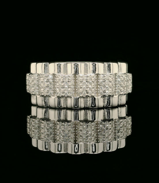 Iced Out Multi-Band Ring with Fluted Edges | 1.5ct | 10mm | VVS