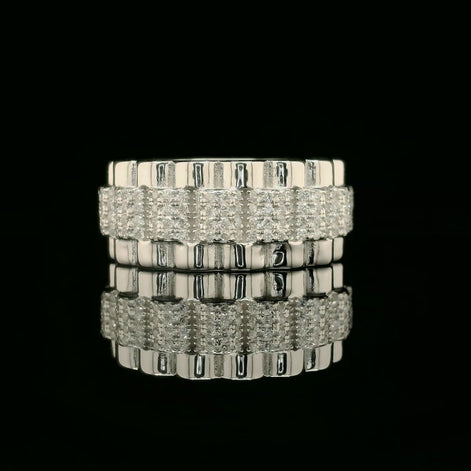 Iced Out Multi-Band Ring with Fluted Edges | 1.5ct | 10mm | VVS
