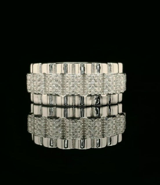 Iced Out Multi-Band Ring with Fluted Edges | 1.5ct | 10mm | VVS