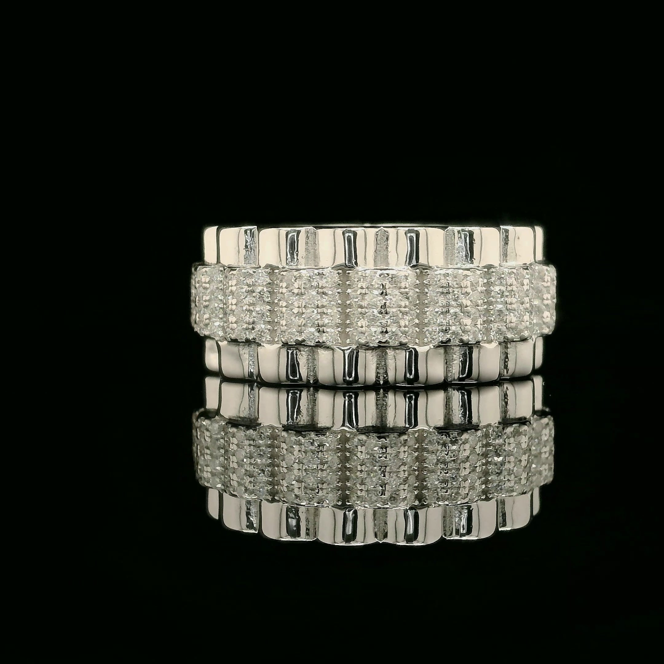 Iced Out Multi-Band Ring with Fluted Edges | 1.5ct | 10mm | VVS