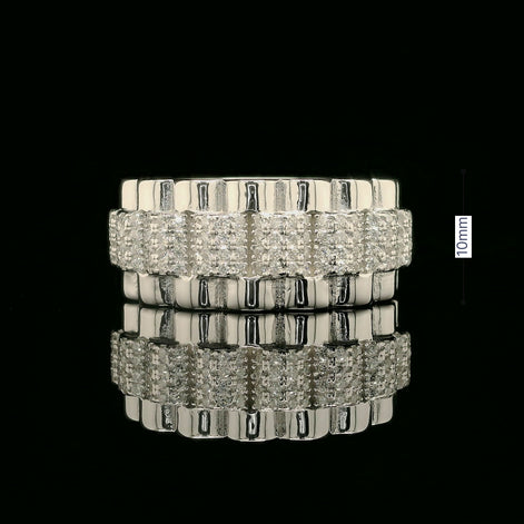 Iced Out Multi-Band Ring with Fluted Edges | 1.5ct | 10mm | VVS