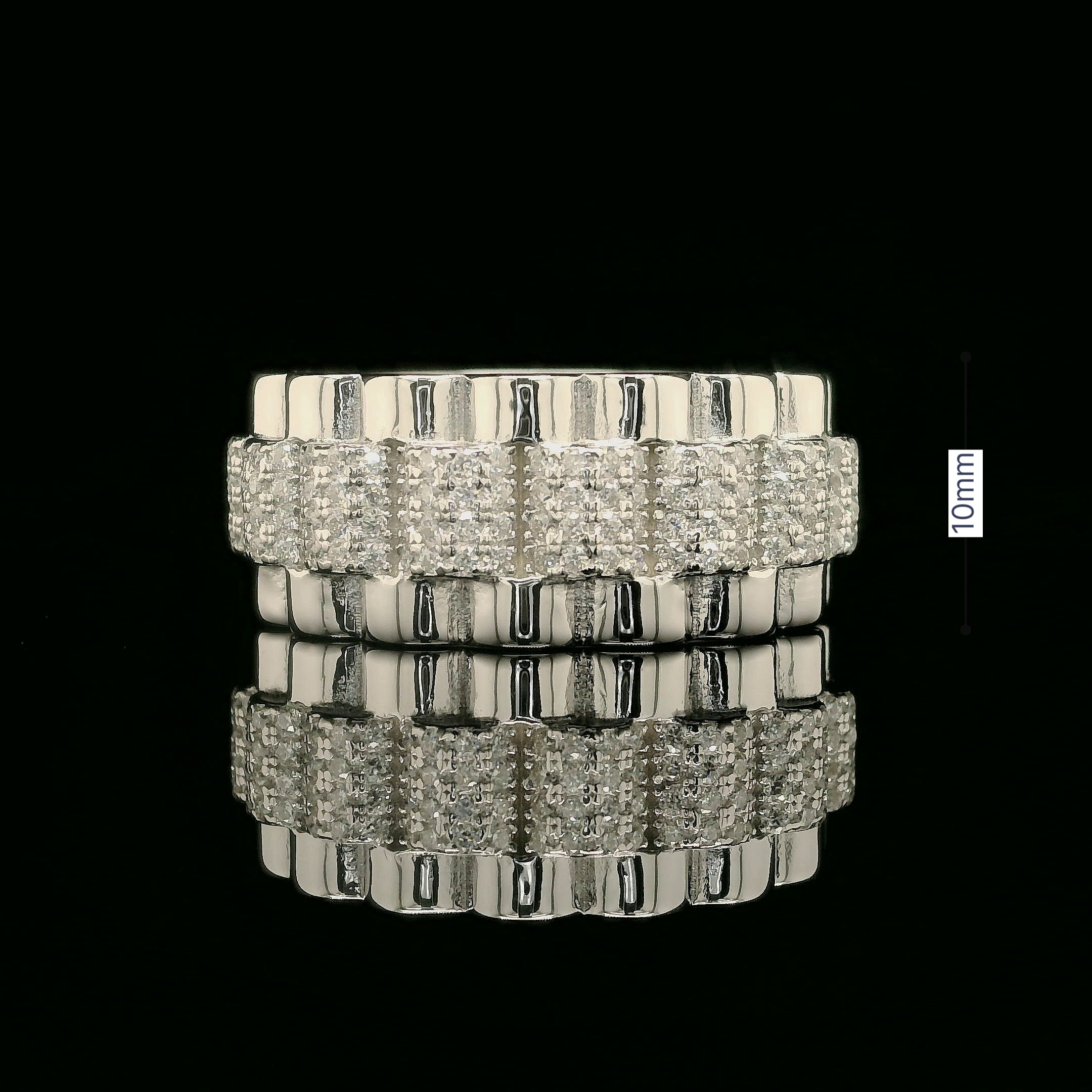 Iced Out Multi-Band Ring with Fluted Edges | 1.5ct | 10mm | VVS