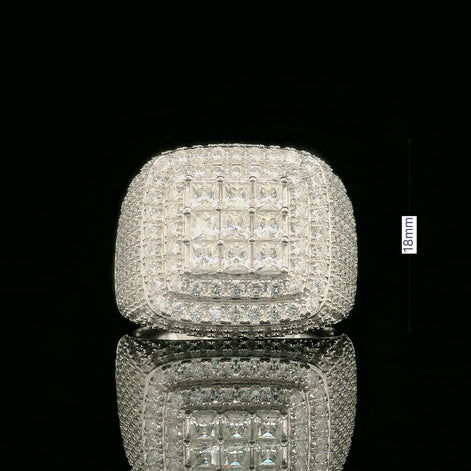 Iced Out Square Face Cluster Ring | 3.26ct | 18mm | VVS